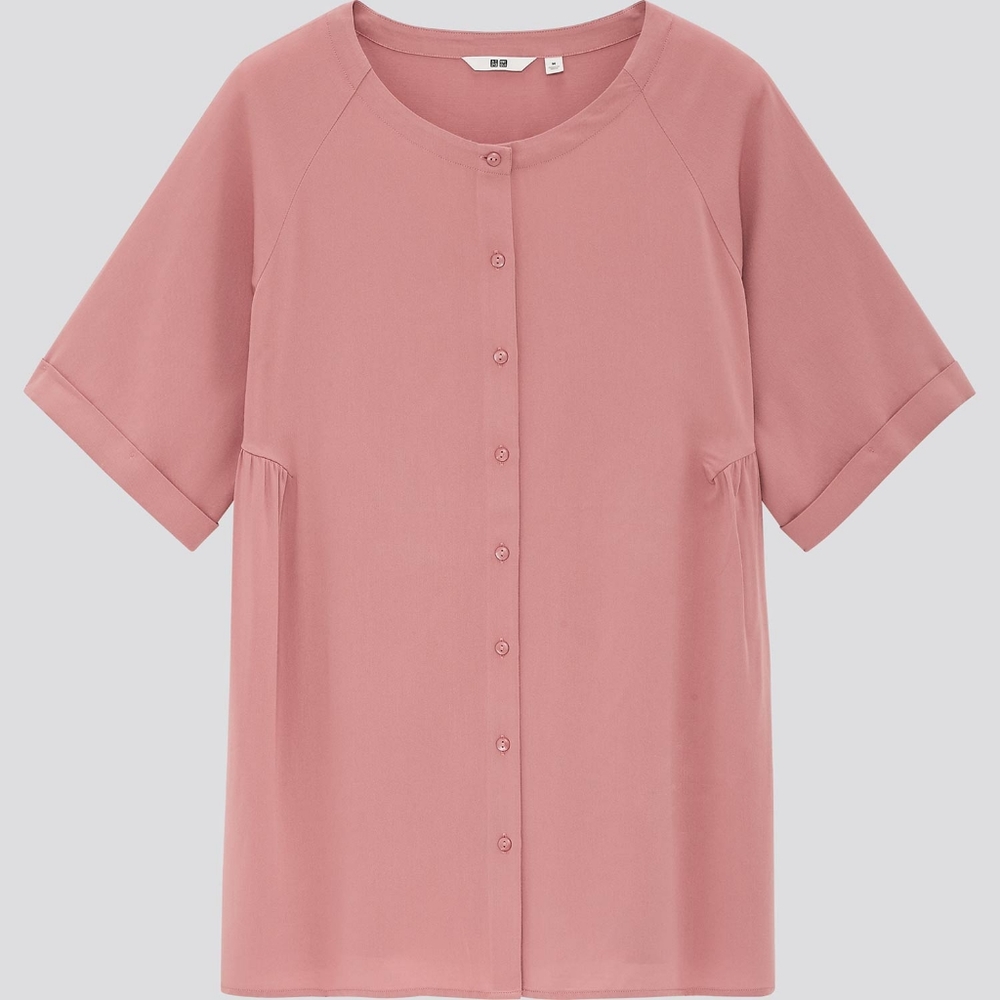 NWT Uniqlo Women's Rayon Gather Half Sleeve Kurta Tunic
